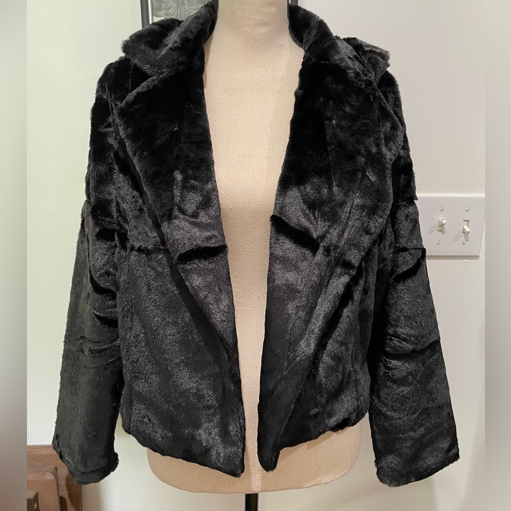 Allegra K faux fur open front jacket sz Sm